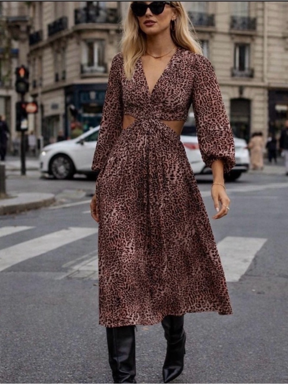 NWT Anthropologie Ranna Gill Leopard Print Floral Cut Out
Flowy Midi Dress  L